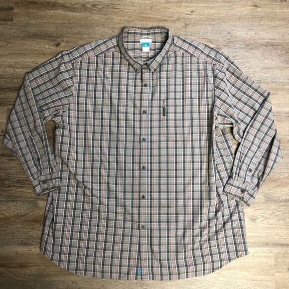Columbia Gray Plaid Long Sleeve Collared Shirt Size4XT - Picture 1 of 7